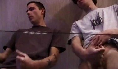 Couple jerking off together