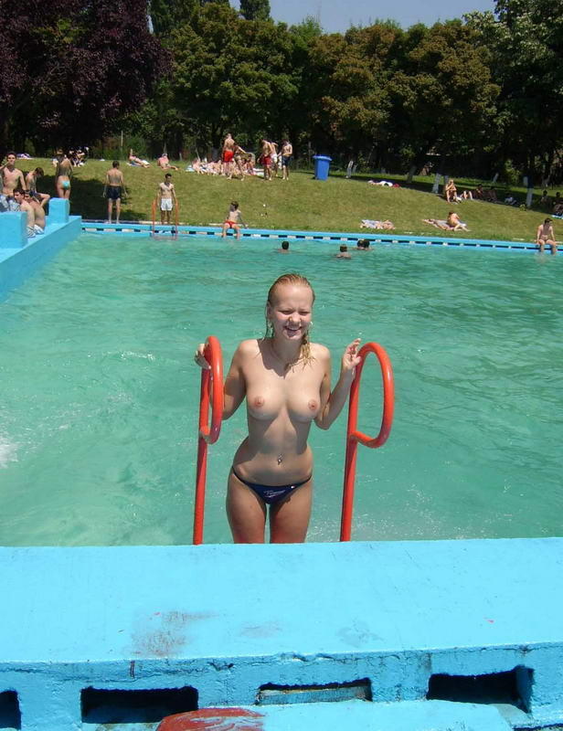 Naked public swimming pool