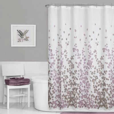 Purple and tan striped shower curtain