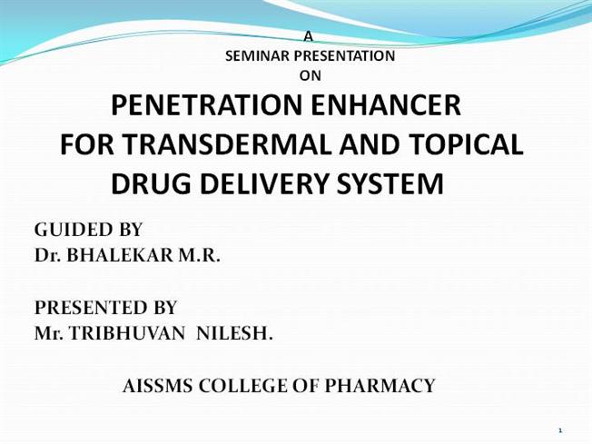 Doppler reccomend Penetration enhancer in transdermal drug delivery system