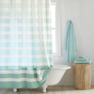 Unique horizontal striped shower curtains