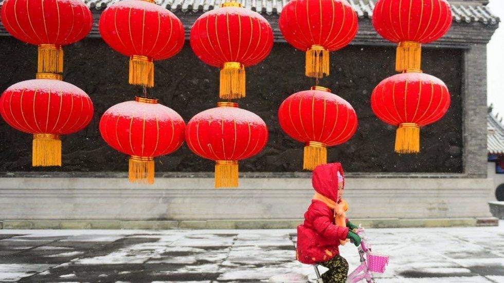 Asian paper good luck flying lanterns