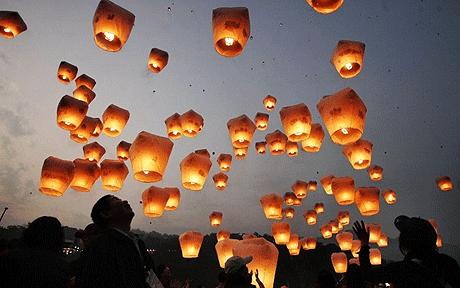 Quarterback reccomend Asian paper good luck flying lanterns