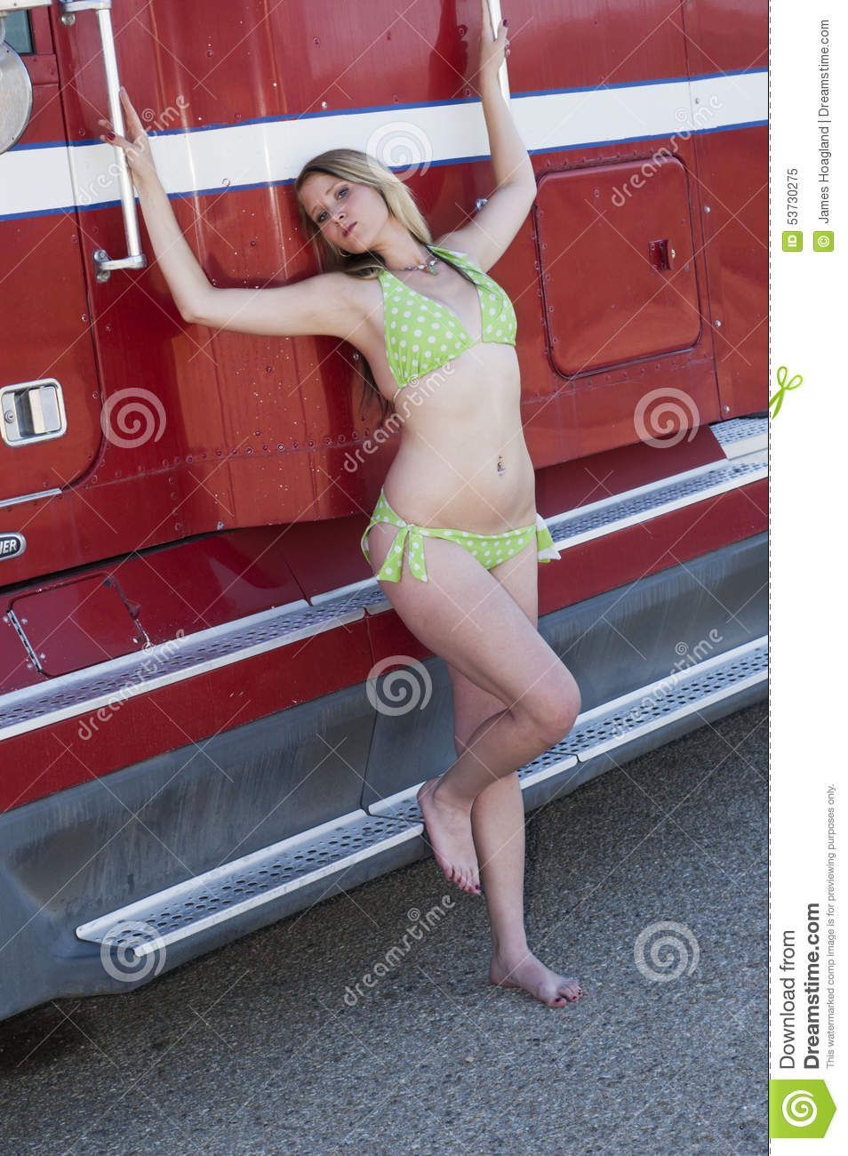 Bikini girl and truck