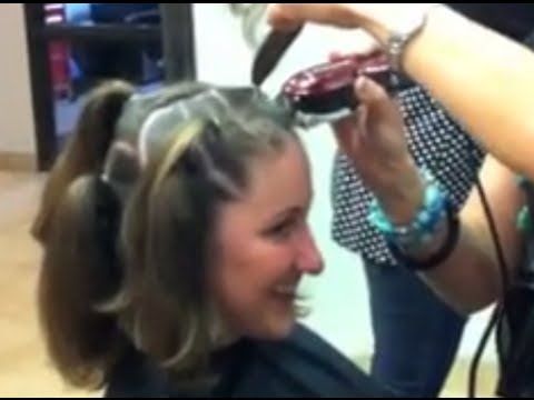 Getting her head shaved
