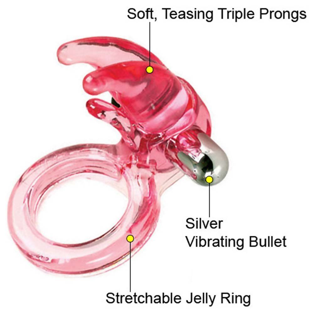 Triple clit flicker vibrating cock ring